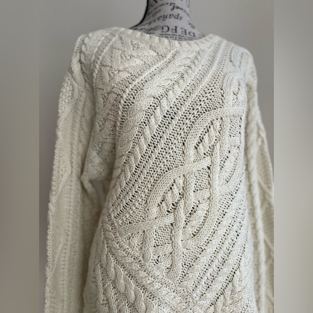 Ralph Lauren Polo Cream Fisherman’s Sweater — Size Large